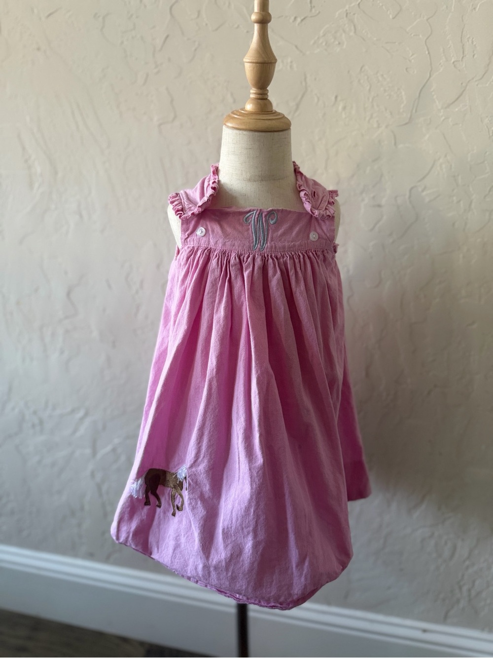 Girls Pink Horse Appliqué Sundress